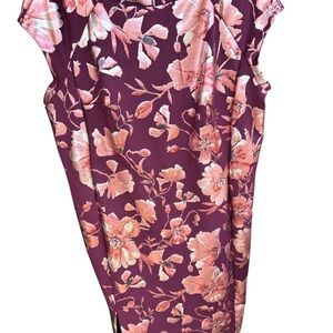 Beige by eci Floral Midi Dress - Plum and Coral